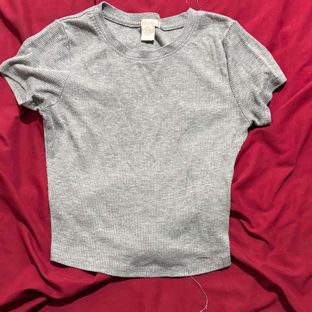 Bozzolo Gray Ribbed Crop Top